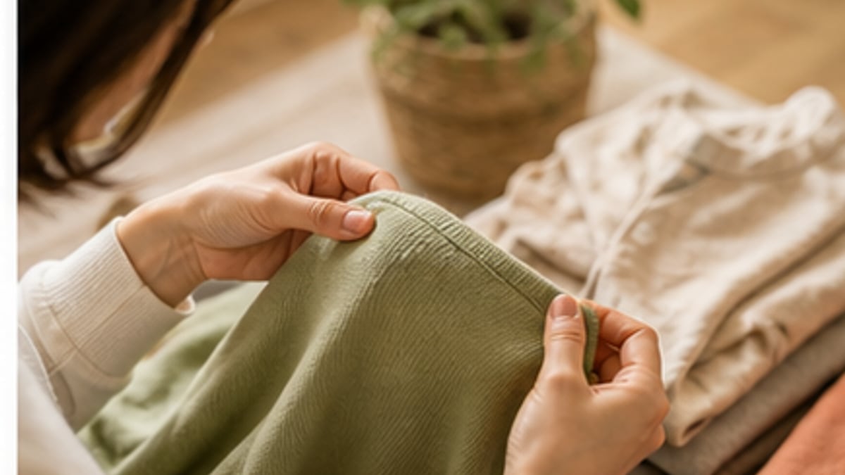 ブランド服買取の条件を確認する様子
