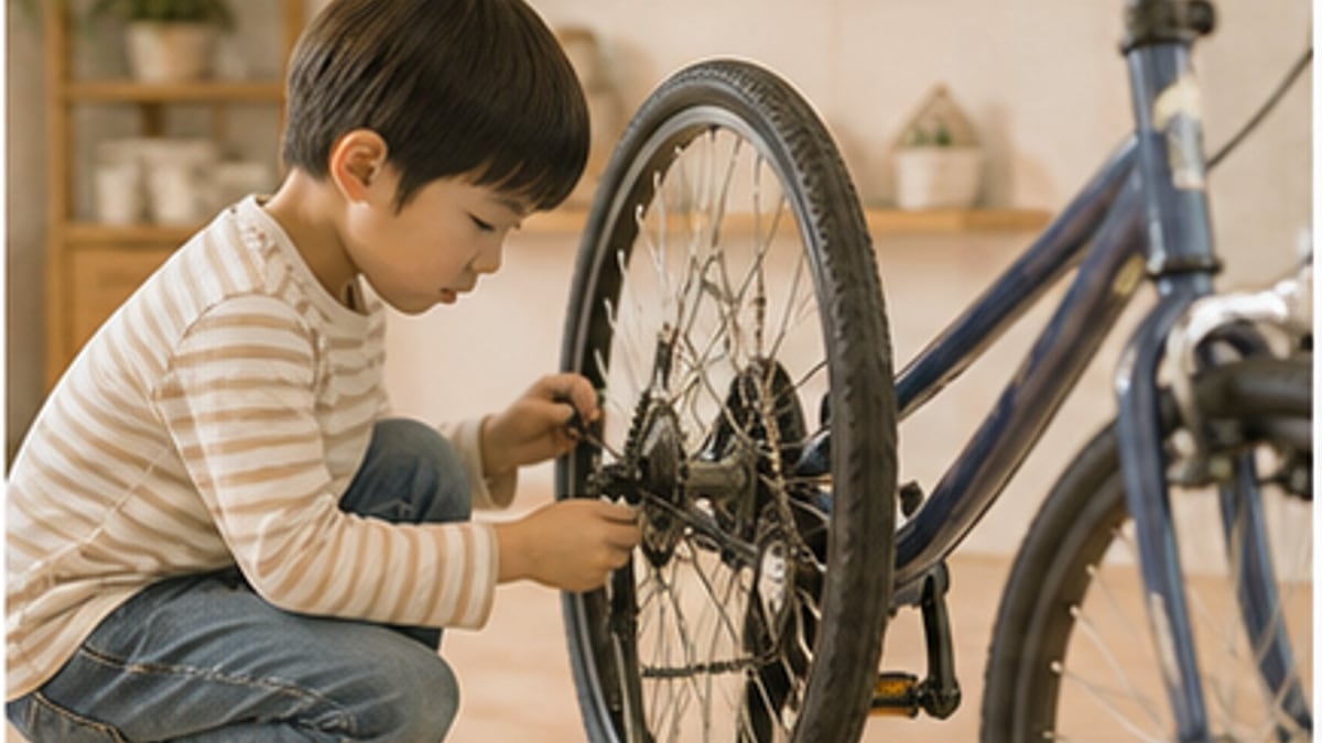 子ども自転車選びで失敗しないために確認する様子